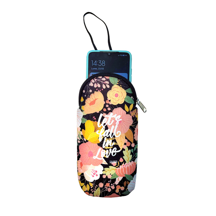 PORTA CELULAR - FLORES NEGRAS